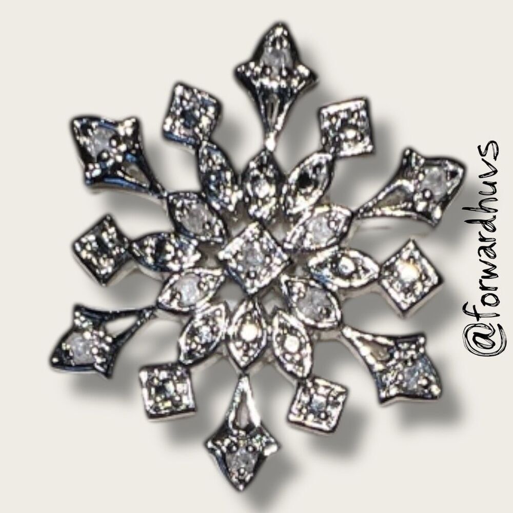 Sterling Silver Snowflake Pendant – Rhinestone Accents – Elegant Winter Design